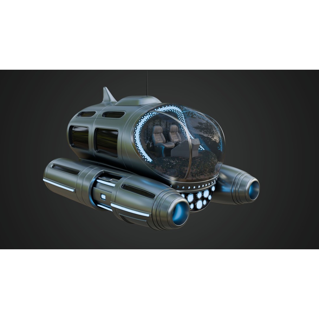 Tourist Submersible 3D Model – Futuristic Watercraft with PBR Textures - View 4