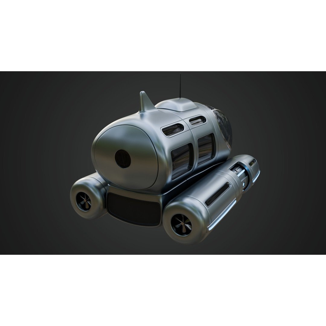 Tourist Submersible 3D Model – Futuristic Watercraft with PBR Textures - View 8