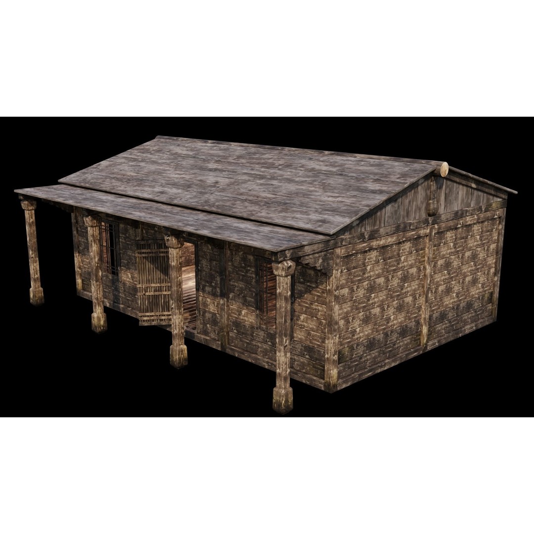 Medieval Houses 3D Model – Game Ready Low-Poly Asset, FBX & OBJ - View 12