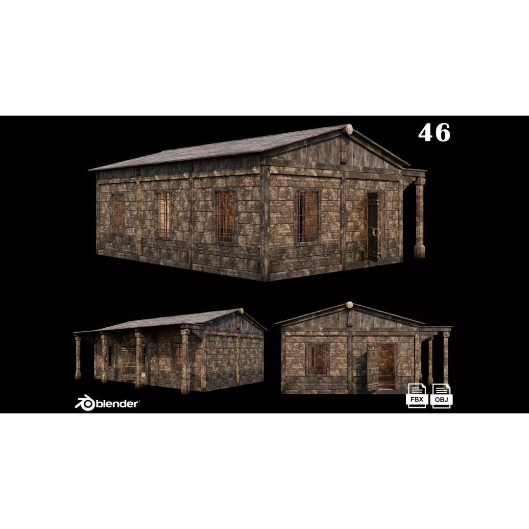 Medieval Houses 3D Model – Game Ready Low-Poly Asset, FBX & OBJ - View 2