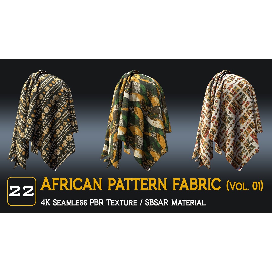 African Pattern Fabric Textures 3D Model – 22 Unique PBR Materials - View 10
