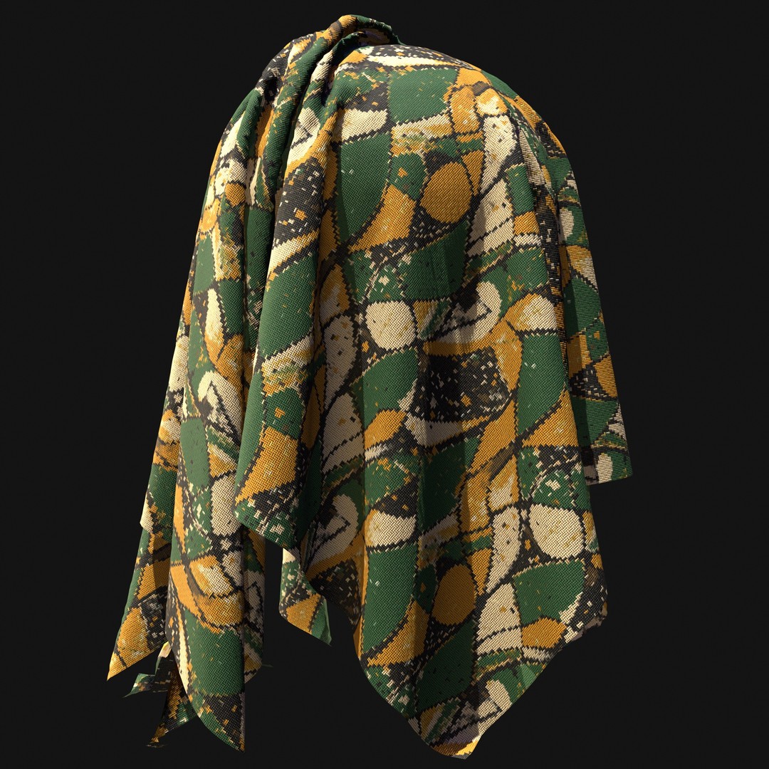 African Pattern Fabric Textures 3D Model – 22 Unique PBR Materials - View 14
