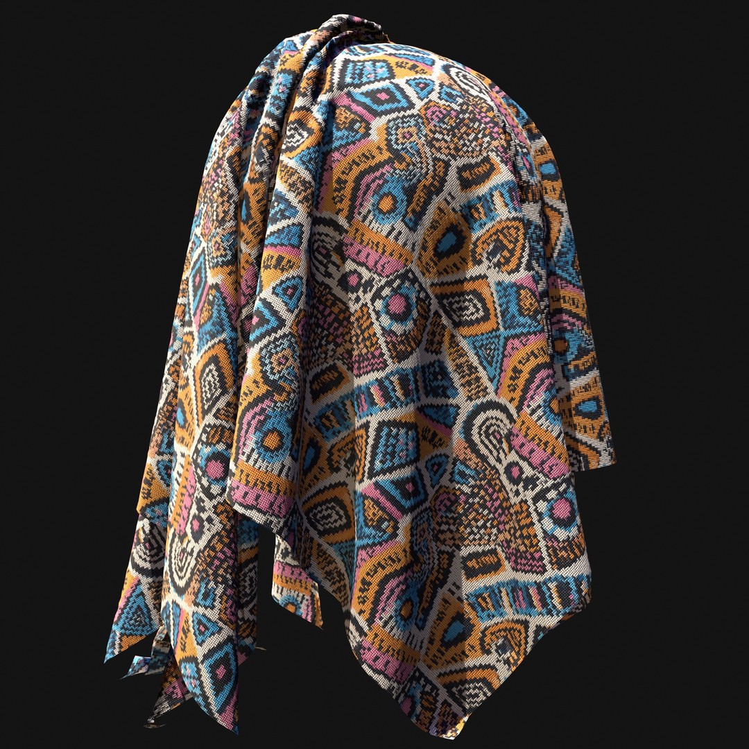 African Pattern Fabric Textures 3D Model – 22 Unique PBR Materials - View 25