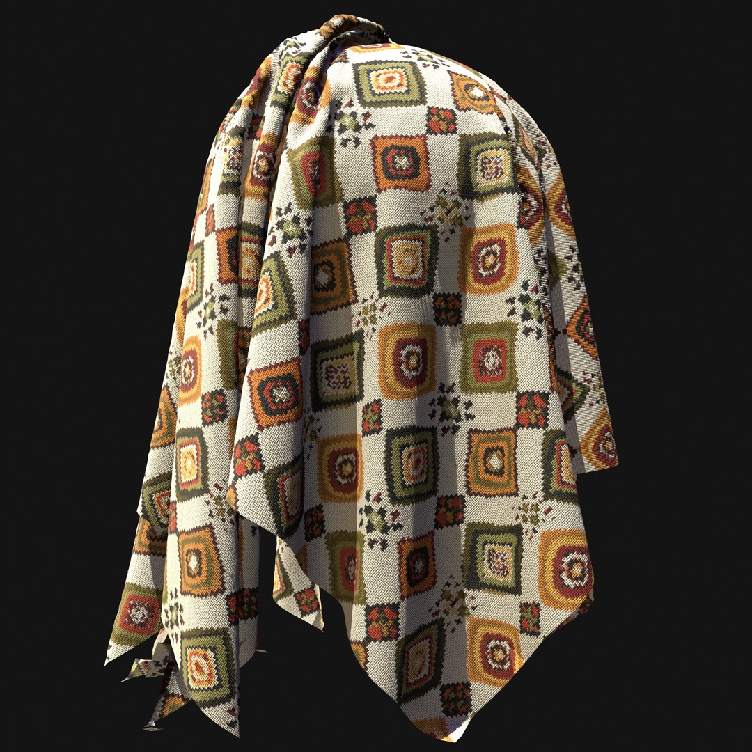 African Pattern Fabric Textures 3D Model – 22 Unique PBR Materials - View 26