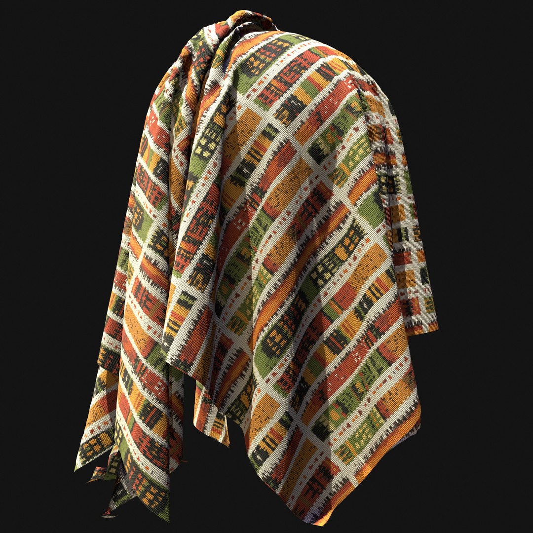 African Pattern Fabric Textures 3D Model – 22 Unique PBR Materials - View 27