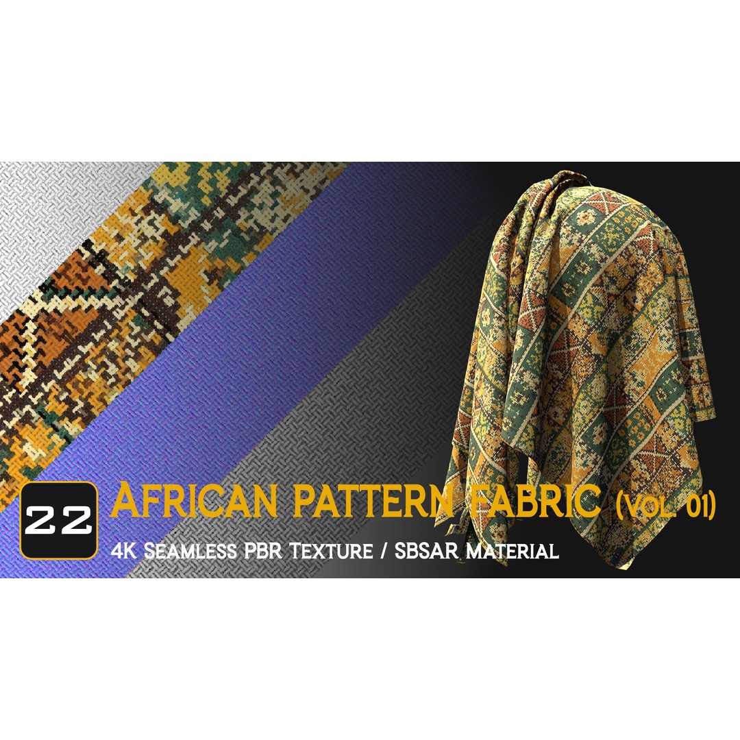 African Pattern Fabric Textures 3D Model – 22 Unique PBR Materials - View 3