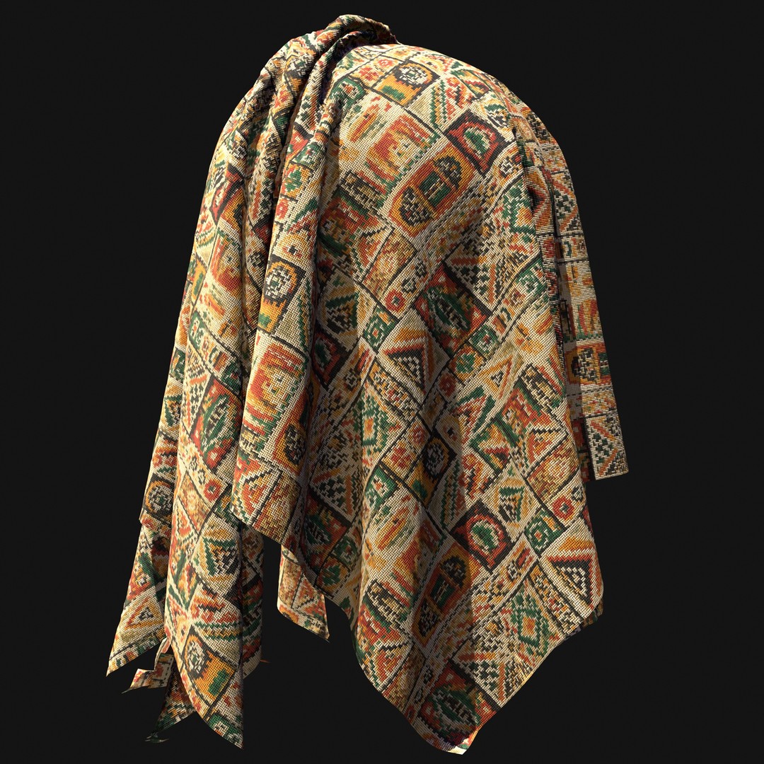 African Pattern Fabric Textures 3D Model – 22 Unique PBR Materials - View 31