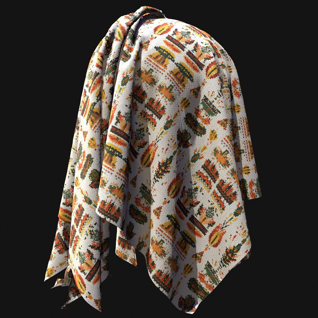 African Pattern Fabric Textures 3D Model – 22 Unique PBR Materials - View 32