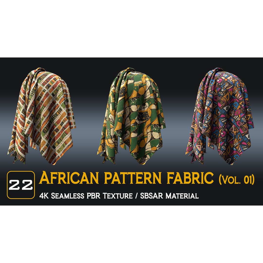 African Pattern Fabric Textures 3D Model – 22 Unique PBR Materials - View 4