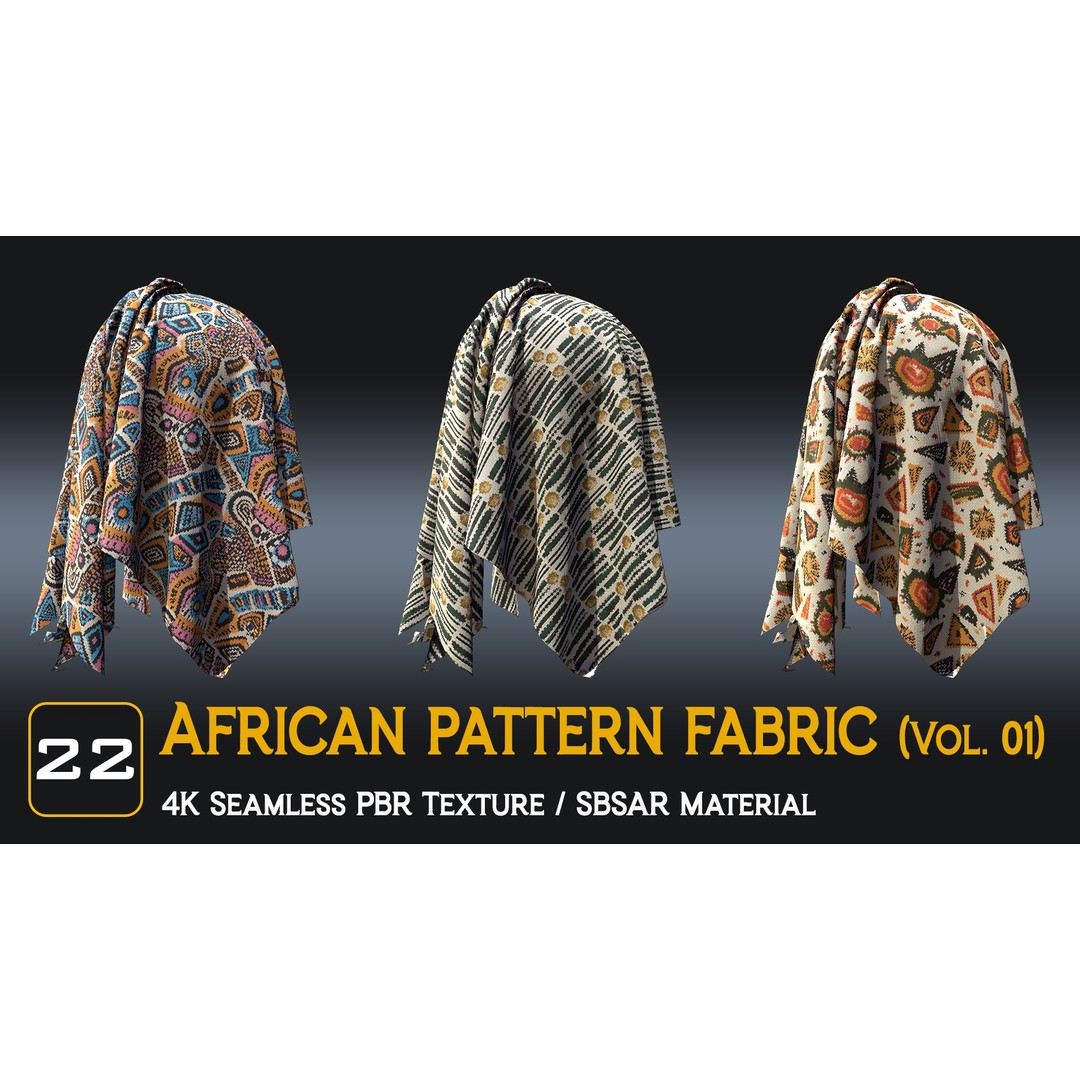 African Pattern Fabric Textures 3D Model – 22 Unique PBR Materials - View 6