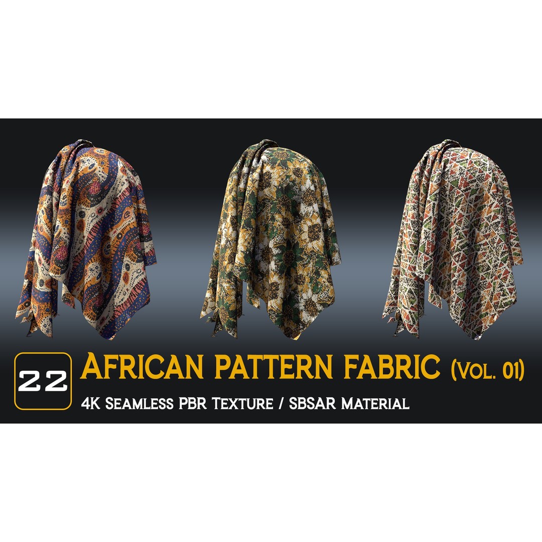 African Pattern Fabric Textures 3D Model – 22 Unique PBR Materials - View 9