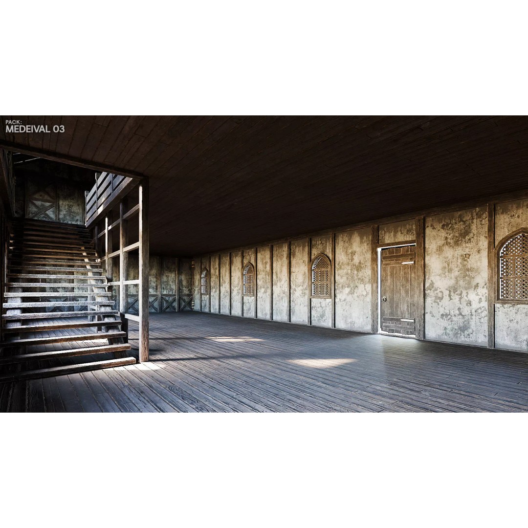 Medieval House 3D Model – Low Poly Historic Building with Interiors, FBX - View 24