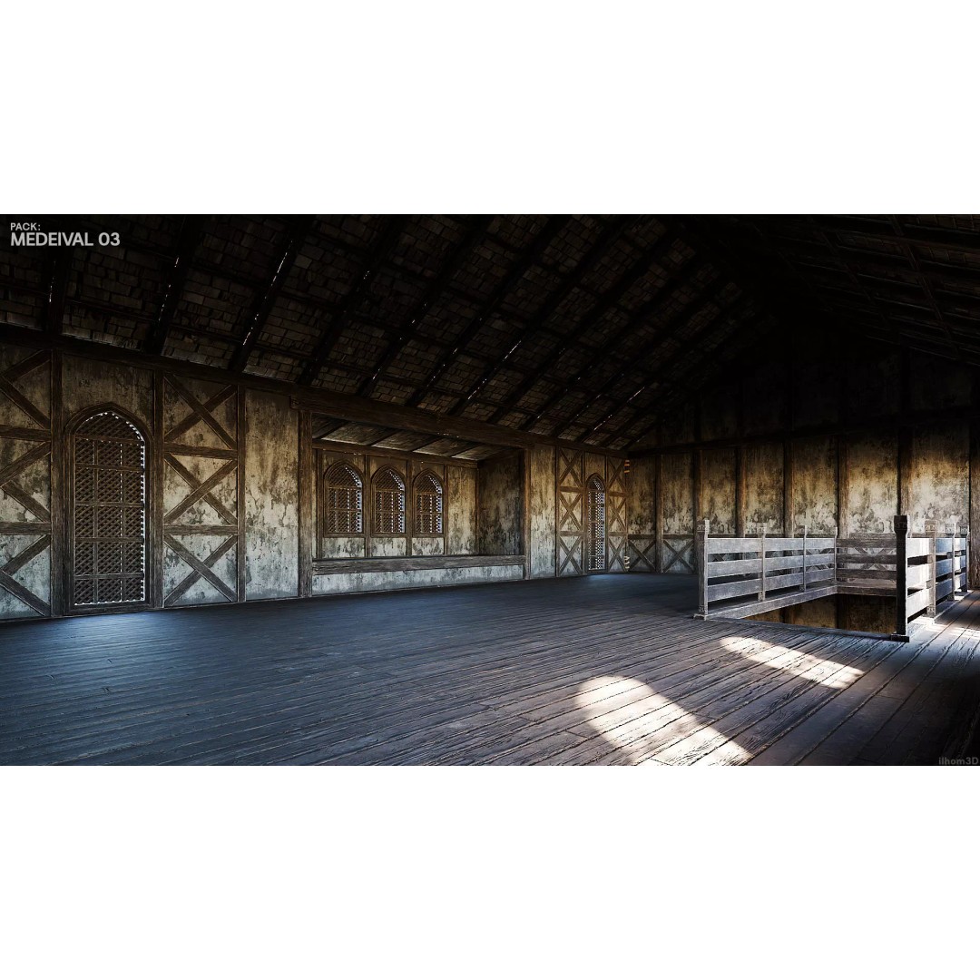 Medieval House 3D Model – Low Poly Historic Building with Interiors, FBX - View 25