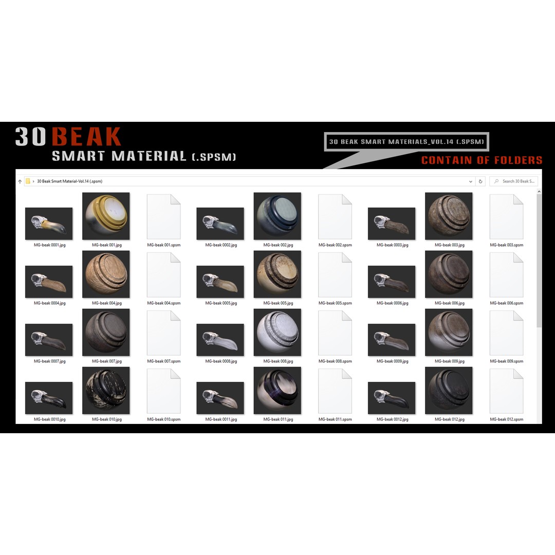 Beak Smart Material 3D Model – 30 High-Quality Textures for Substance Painter