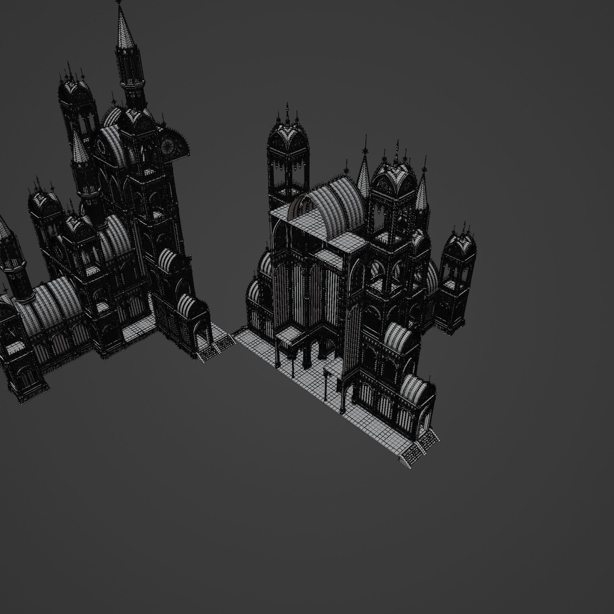 Gothic Modular Building - Low-Poly Game-Ready 3D Model