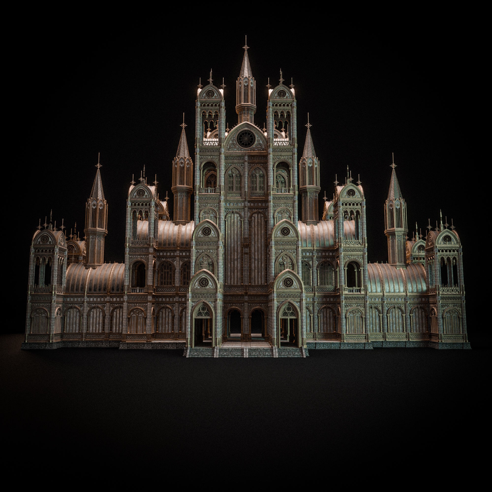 Gothic Modular Building - Low-Poly Game-Ready 3D Model - View 10