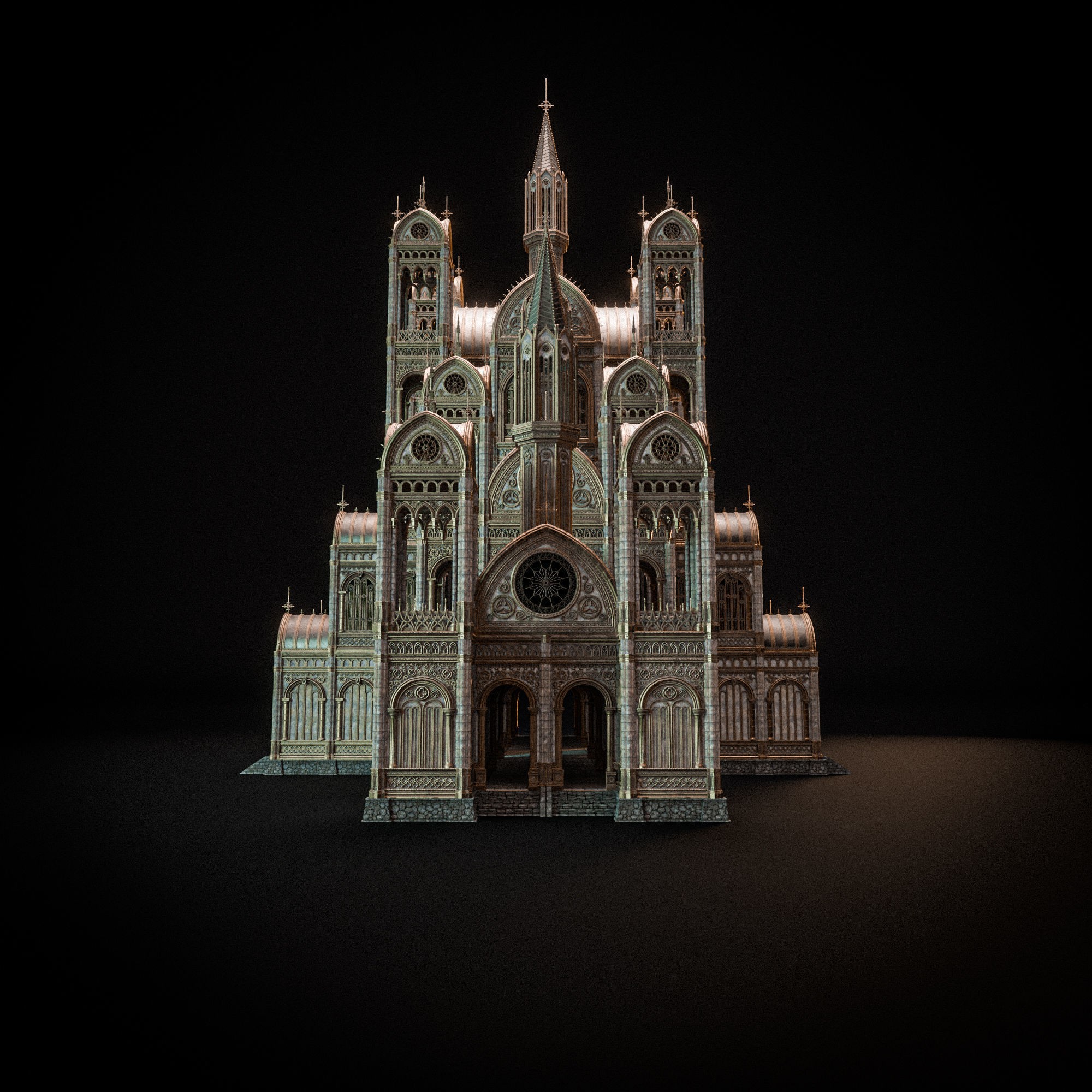 Gothic Modular Building - Low-Poly Game-Ready 3D Model - View 12