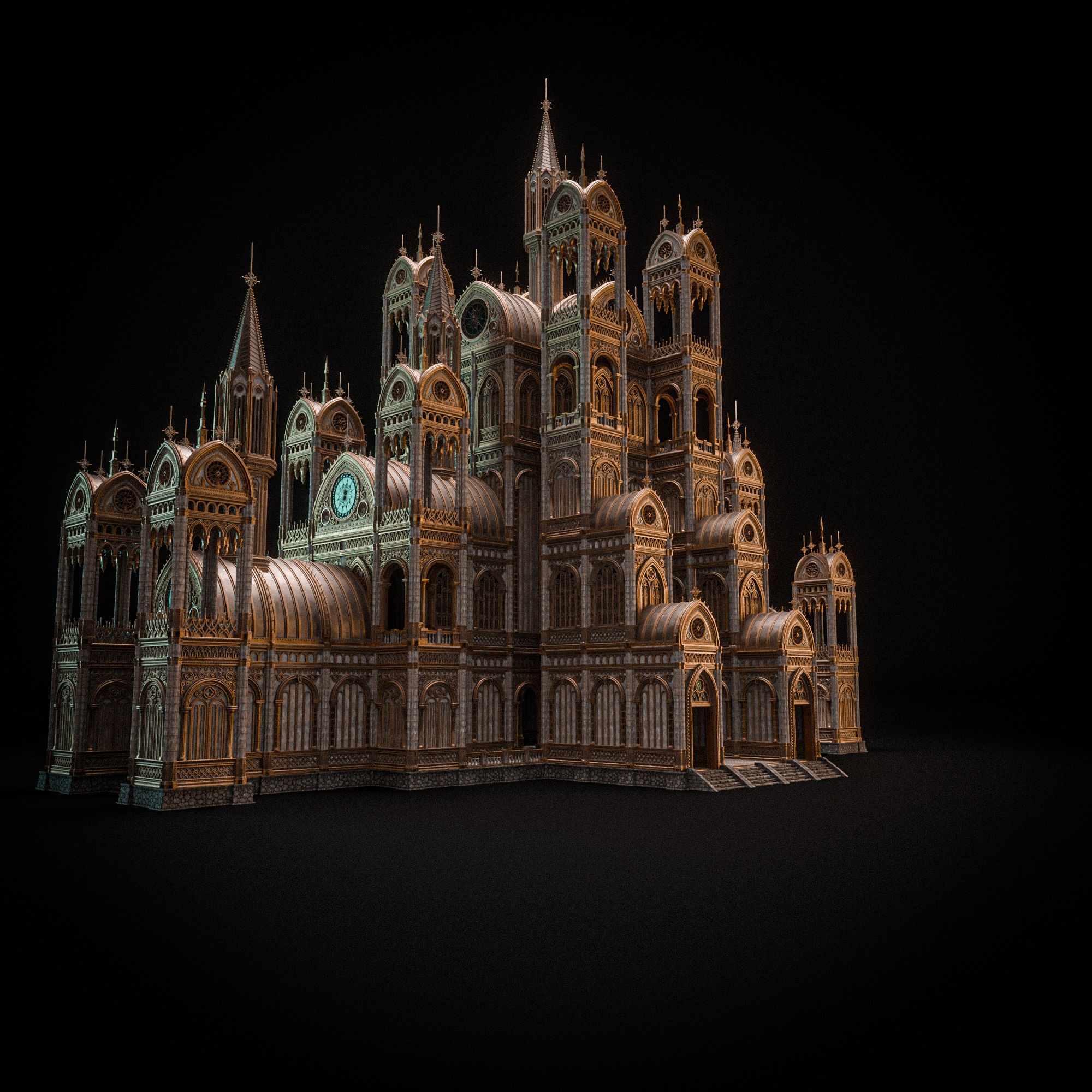 Gothic Modular Building - Low-Poly Game-Ready 3D Model - View 13