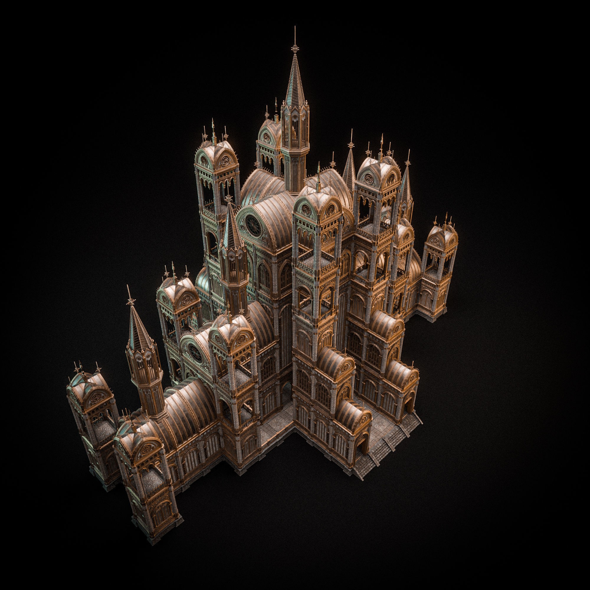Gothic Modular Building - Low-Poly Game-Ready 3D Model - View 14