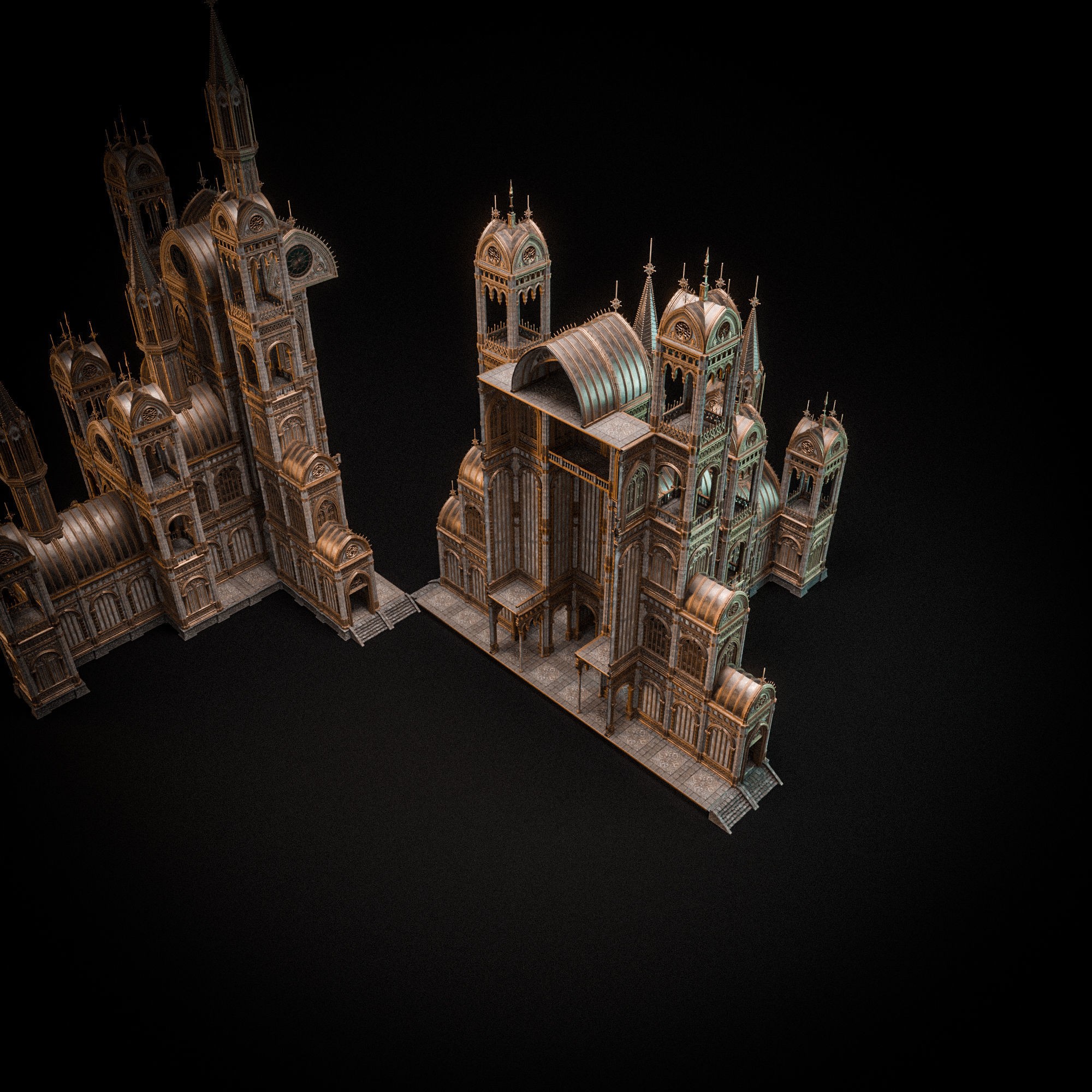 Gothic Modular Building - Low-Poly Game-Ready 3D Model - View 15