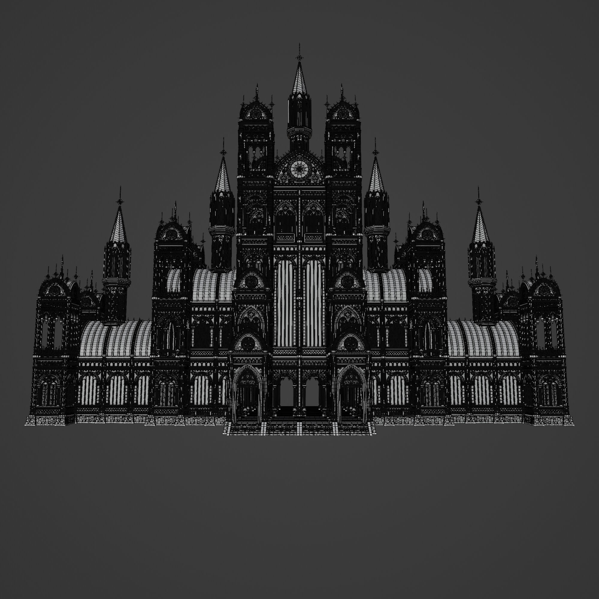 Gothic Modular Building - Low-Poly Game-Ready 3D Model - View 16