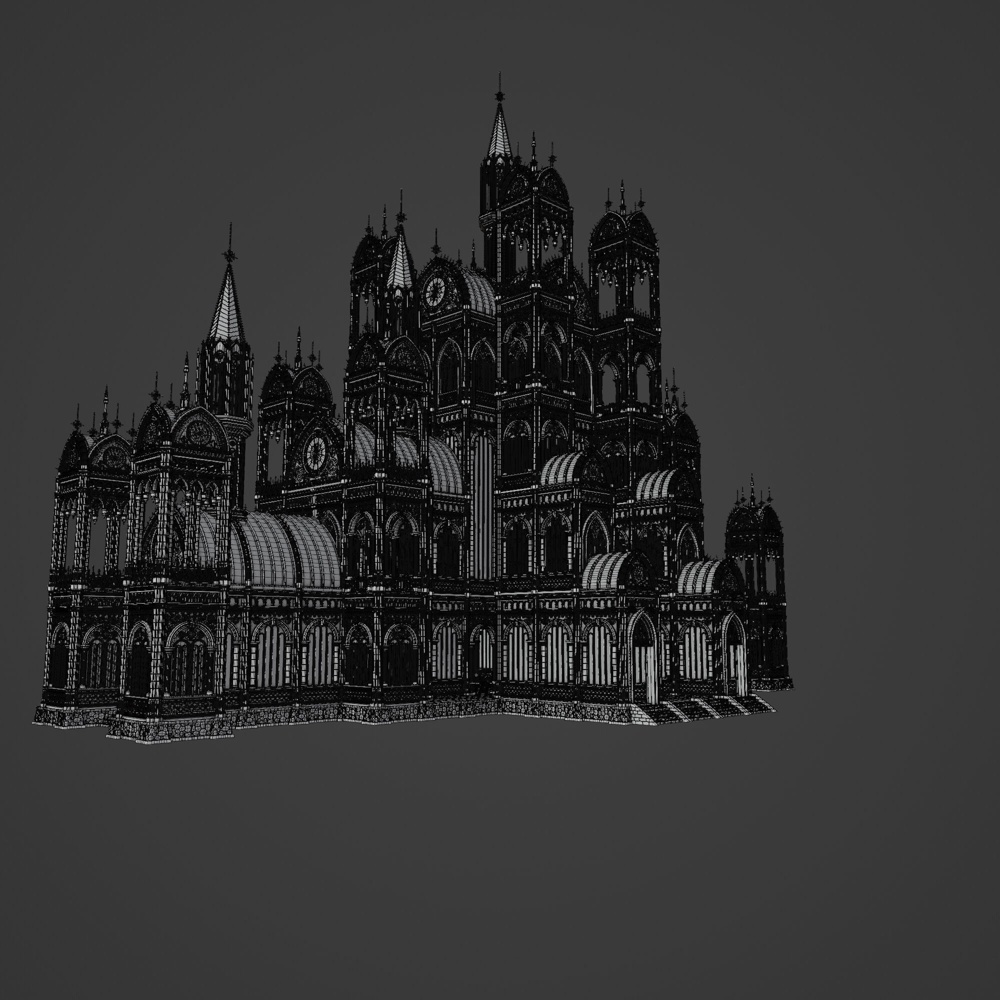Gothic Modular Building - Low-Poly Game-Ready 3D Model - View 17
