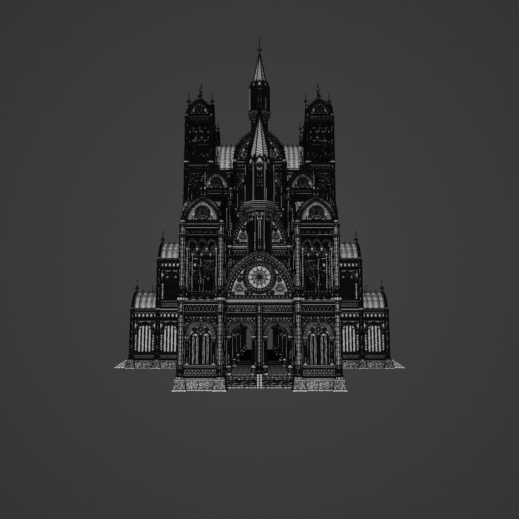 Gothic Modular Building - Low-Poly Game-Ready 3D Model - View 18