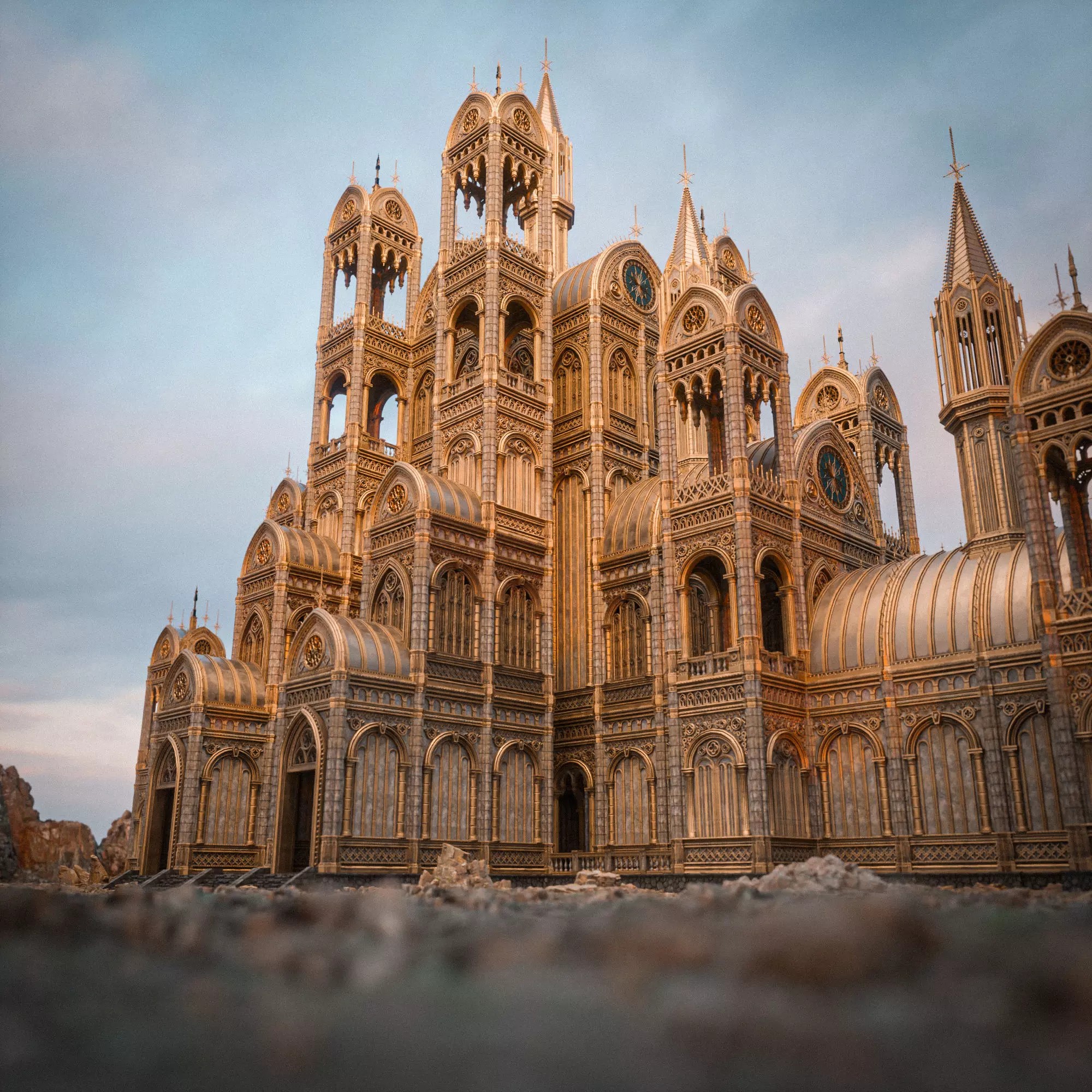 Gothic Modular Building - Low-Poly Game-Ready 3D Model - View 2