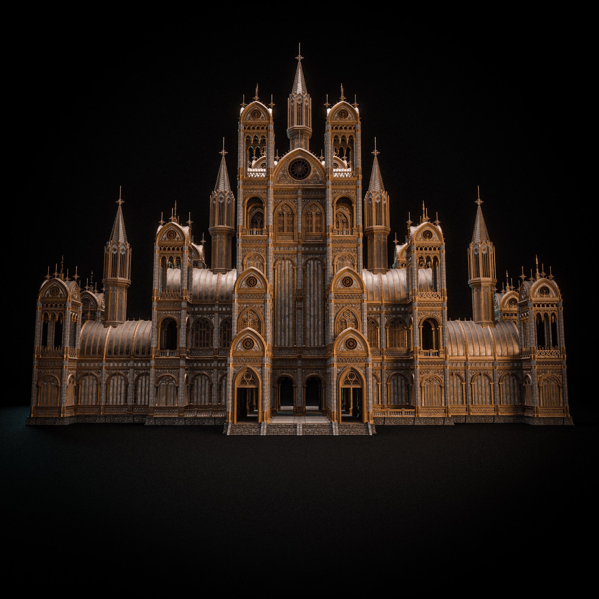 Gothic Modular Building - Low-Poly Game-Ready 3D Model - View 6