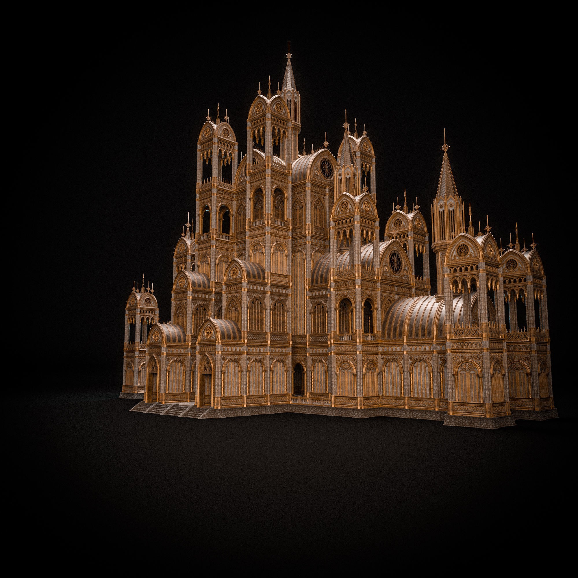 Gothic Modular Building - Low-Poly Game-Ready 3D Model - View 7