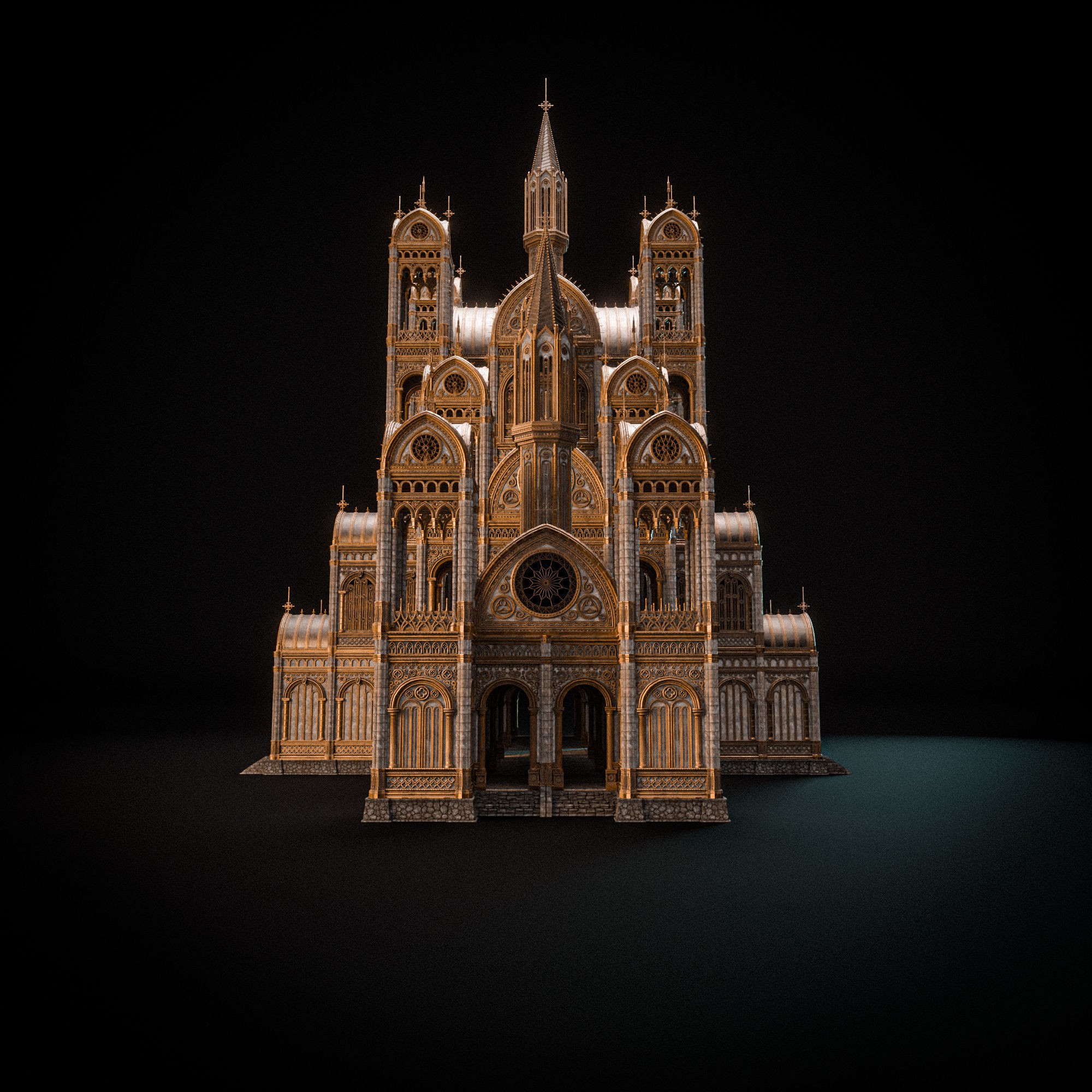 Gothic Modular Building - Low-Poly Game-Ready 3D Model - View 8