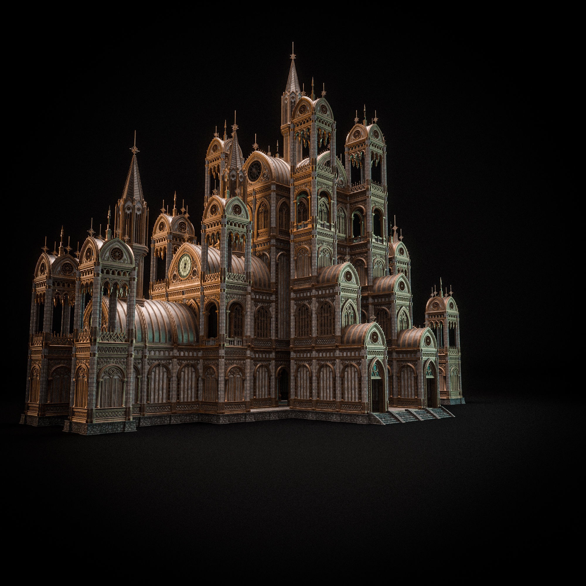 Gothic Modular Building - Low-Poly Game-Ready 3D Model - View 9