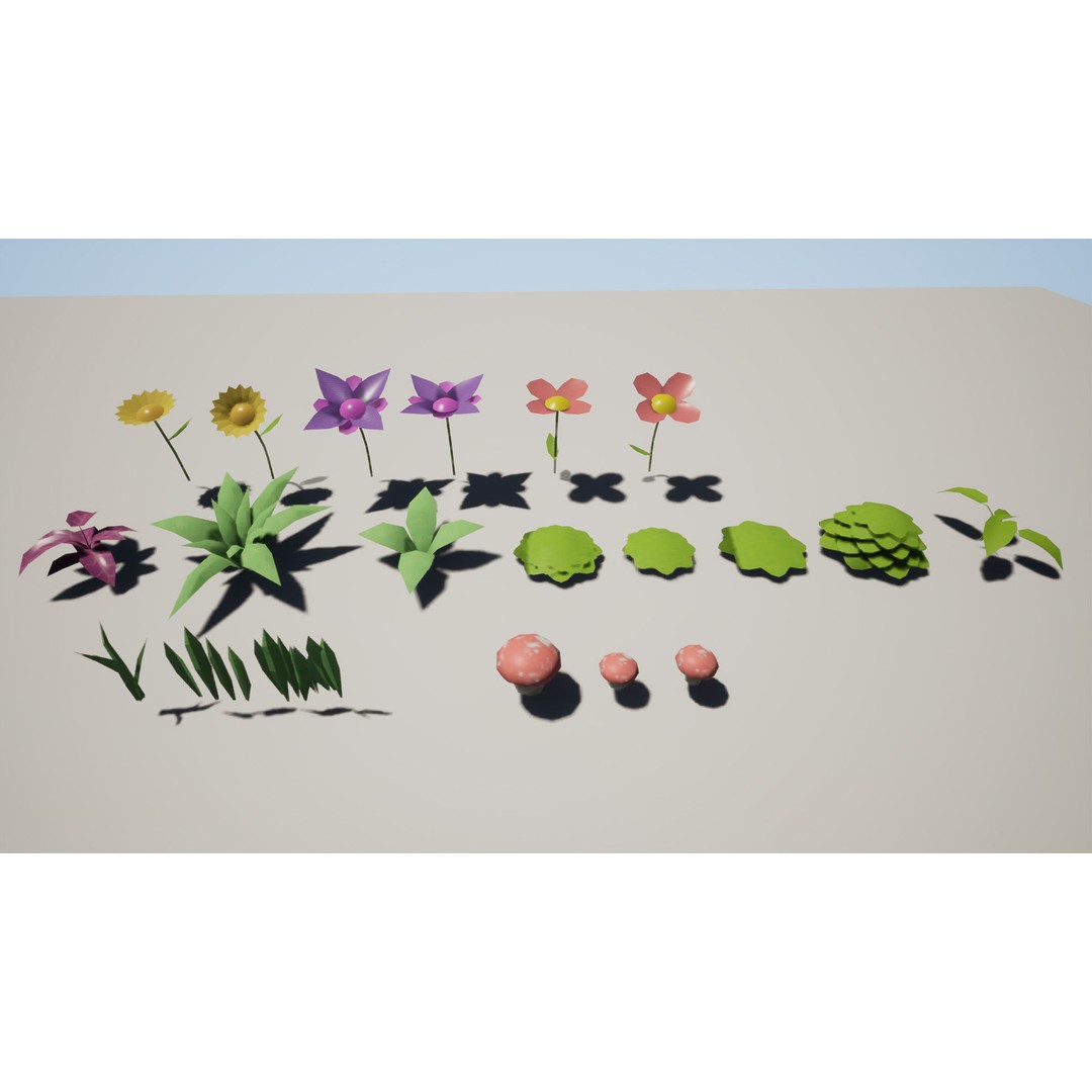 Mobile Game Assets 3D Model – Low Poly Nature Plants and Trees, FBX - View 11