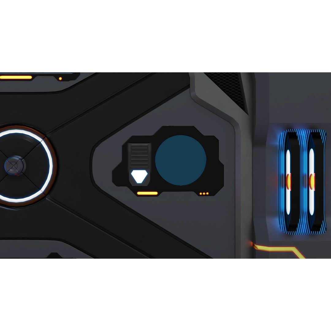 Sci-Fi Door 3D Model – Low Poly PBR Rigged Game Asset, FBX - View 10
