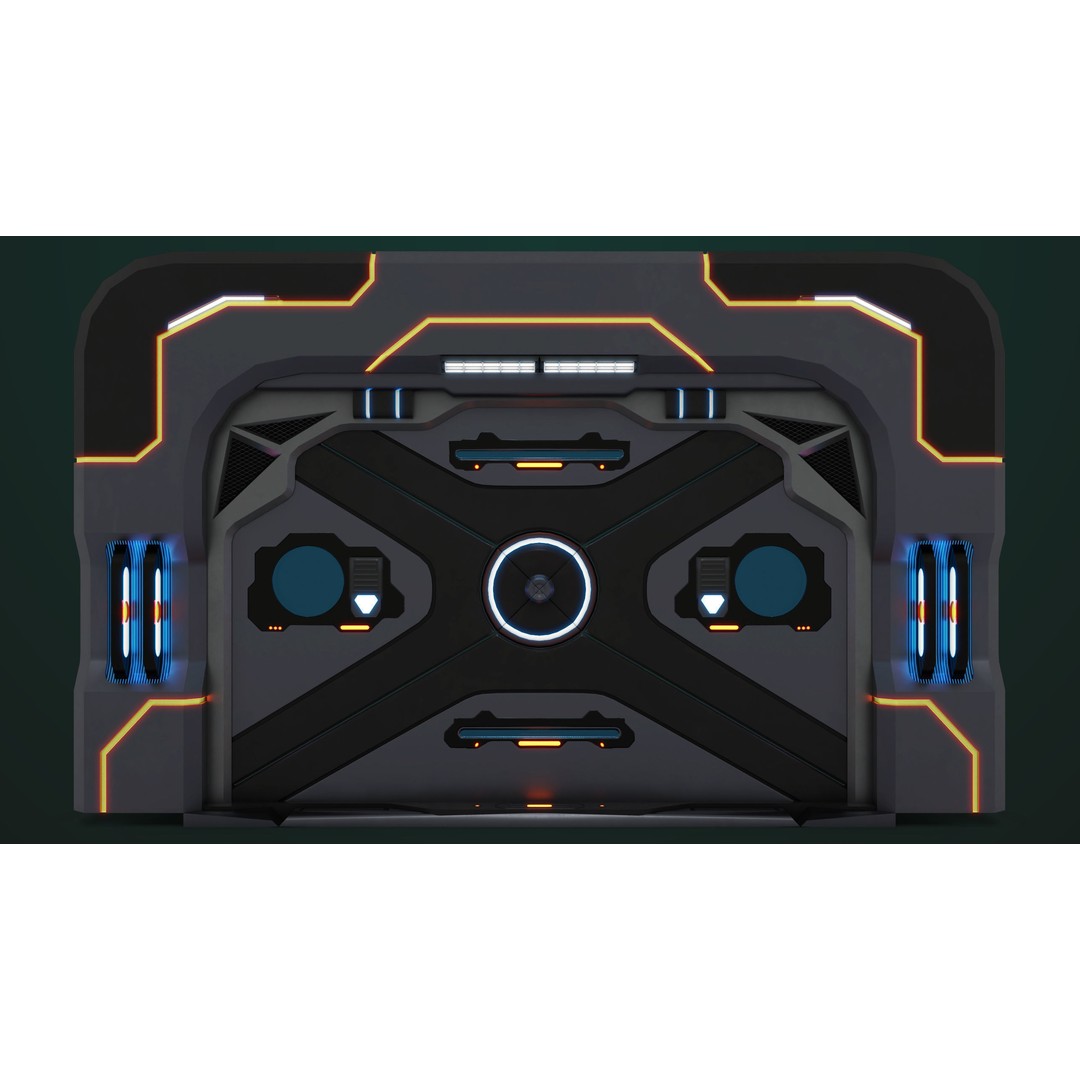Sci-Fi Door 3D Model – Low Poly PBR Rigged Game Asset, FBX - View 3