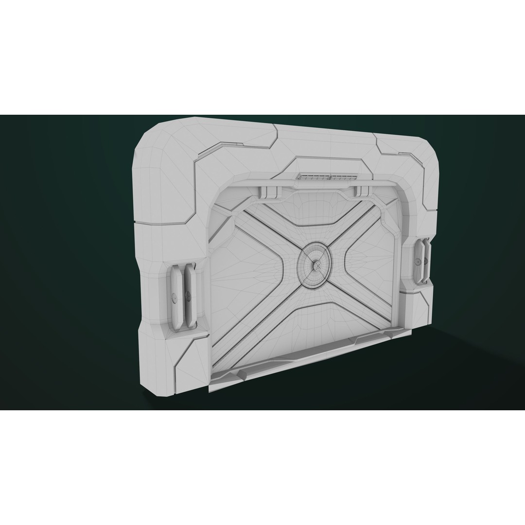 Sci-Fi Door 3D Model – Low Poly PBR Rigged Game Asset, FBX - View 32