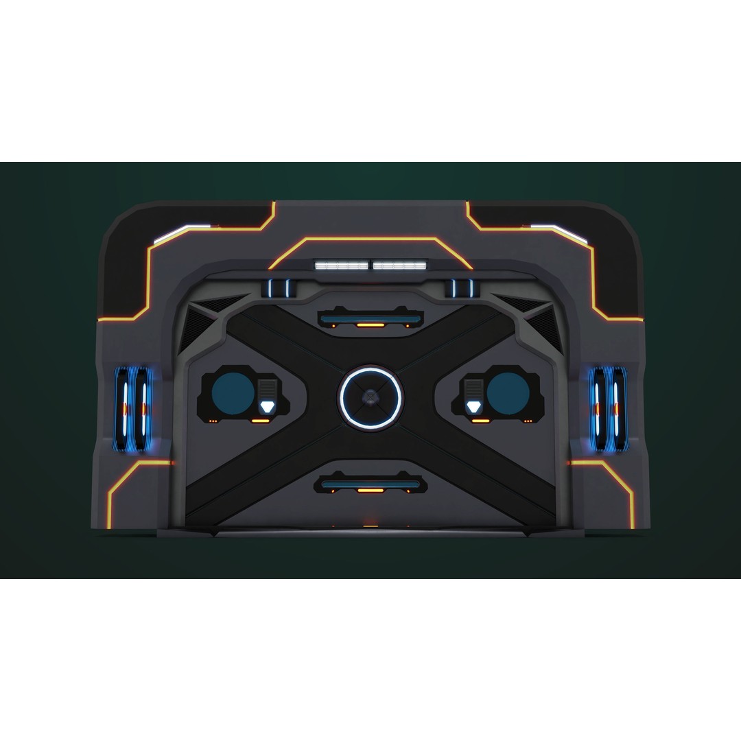 Sci-Fi Door 3D Model – Low Poly PBR Rigged Game Asset, FBX - View 4