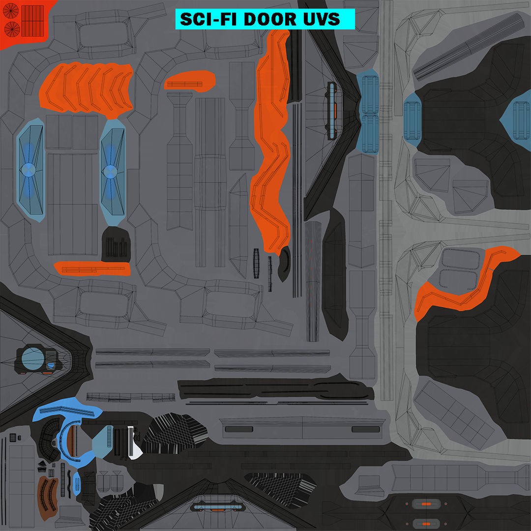 Sci-Fi Door 3D Model – Low Poly PBR Rigged Game Asset, FBX - View 47