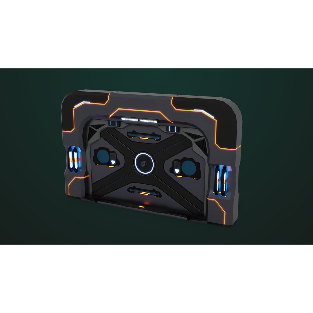 Sci-Fi Door 3D Model – Low Poly PBR Rigged Game Asset, FBX - View 6