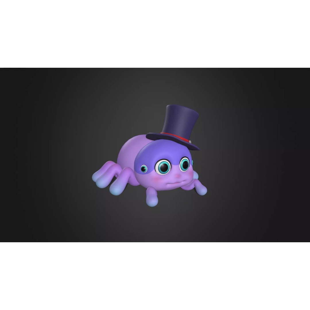 Cute Spider Rigged 3D Model – Cartoon Animal with PBR Textures, FBX - View 2