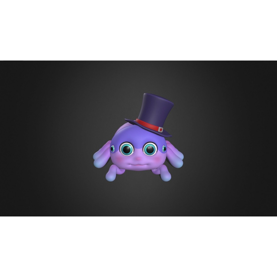 Cute Spider Rigged 3D Model – Cartoon Animal with PBR Textures, FBX - View 3