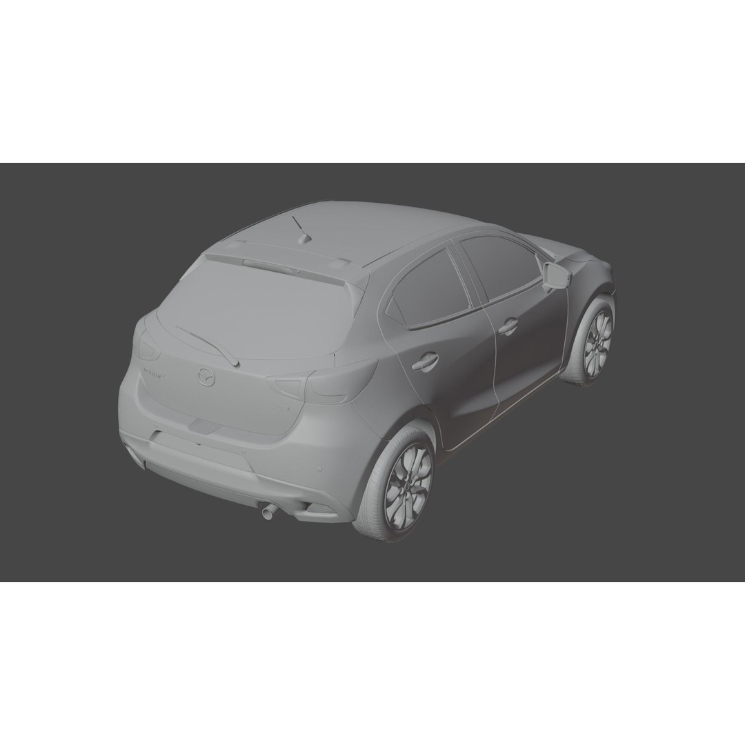 Mazda 2 3D Model – Low Poly Game Asset, Blender, FBX, OBJ - View 15