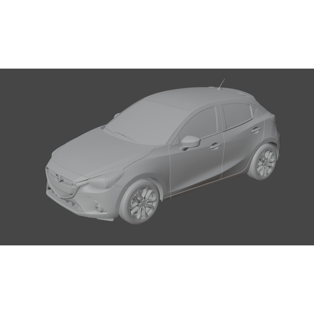 Mazda 2 3D Model – Low Poly Game Asset, Blender, FBX, OBJ - View 17