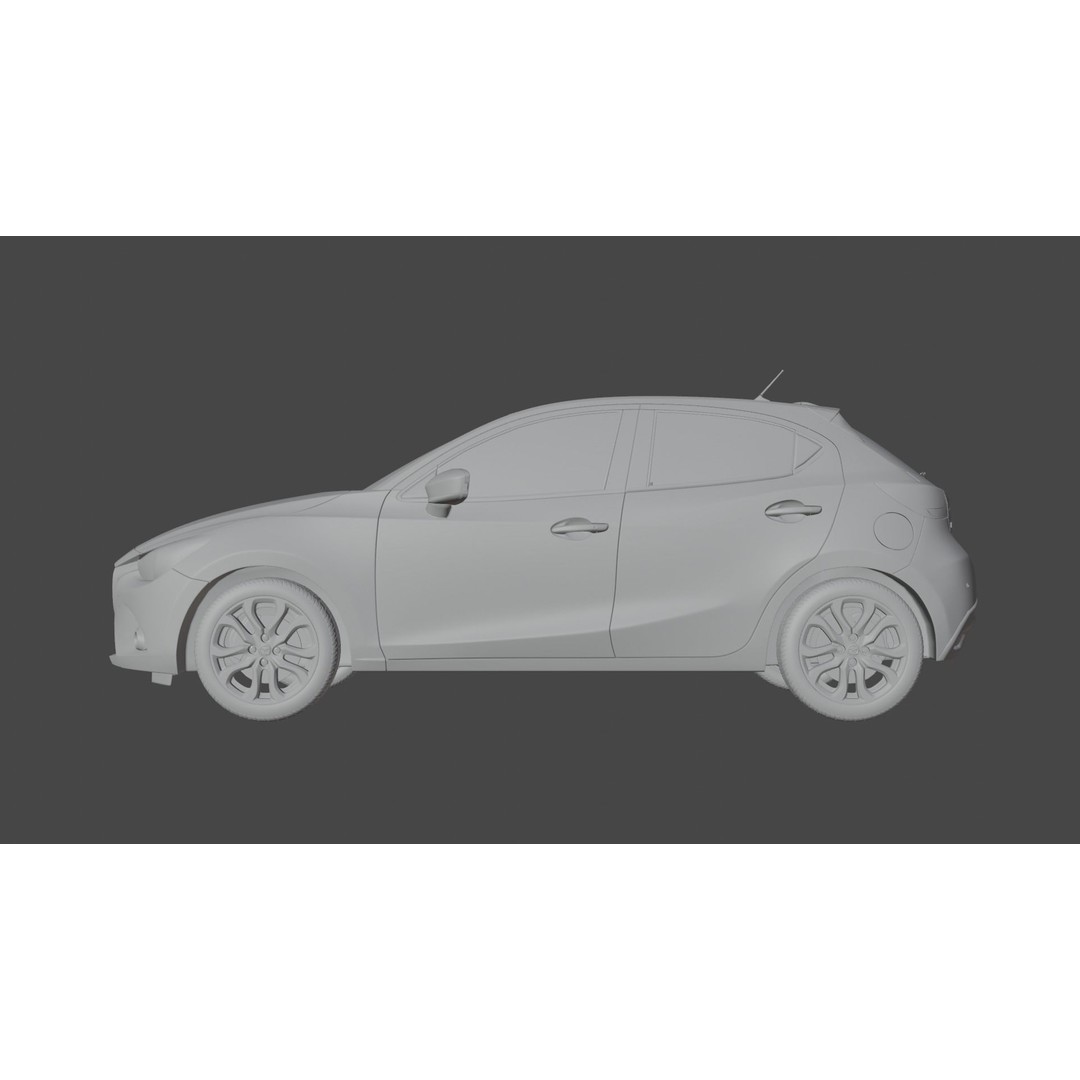 Mazda 2 3D Model – Low Poly Game Asset, Blender, FBX, OBJ - View 19