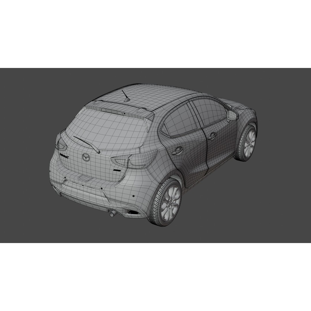 Mazda 2 3D Model – Low Poly Game Asset, Blender, FBX, OBJ - View 24