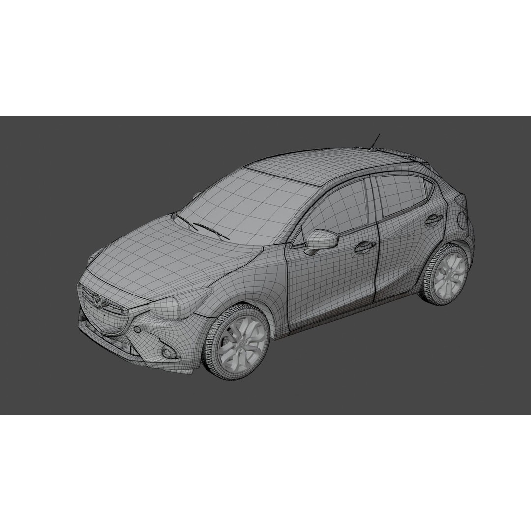Mazda 2 3D Model – Low Poly Game Asset, Blender, FBX, OBJ - View 27