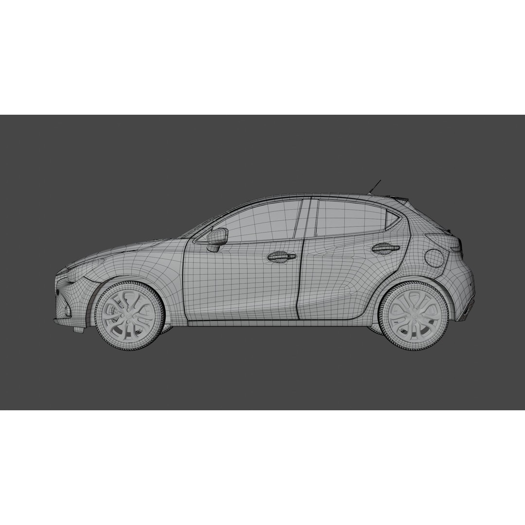 Mazda 2 3D Model – Low Poly Game Asset, Blender, FBX, OBJ - View 28