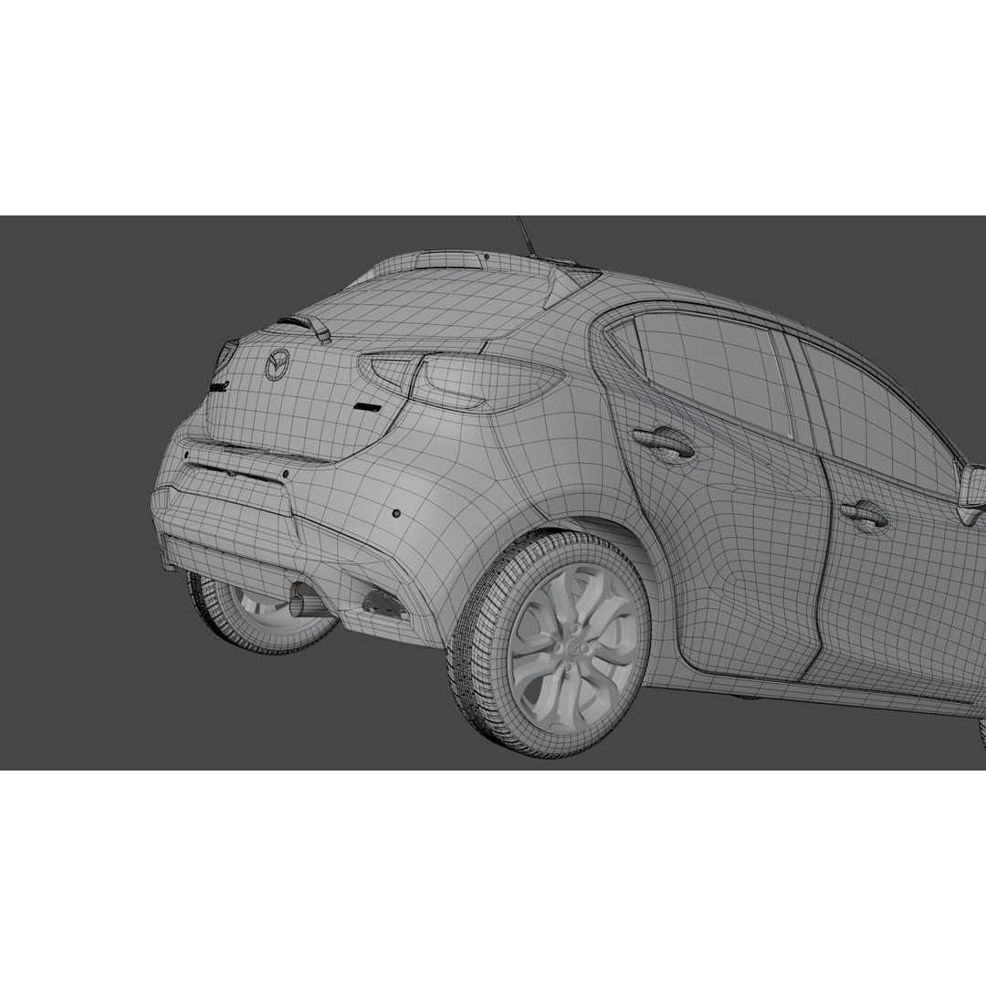 Mazda 2 3D Model – Low Poly Game Asset, Blender, FBX, OBJ - View 29