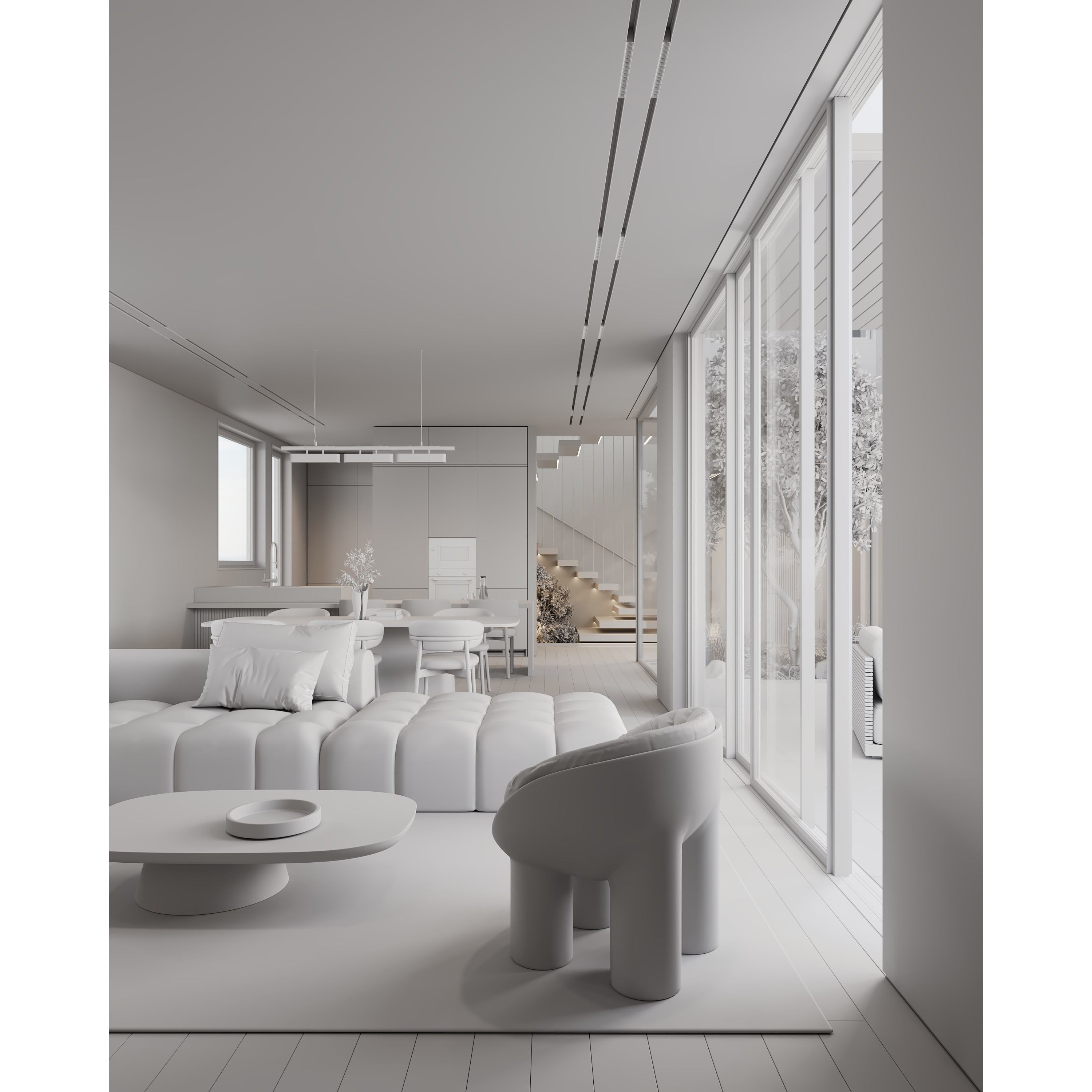 Cozy Space - Interior Living Room-Kitchen-Hallway 3D Model