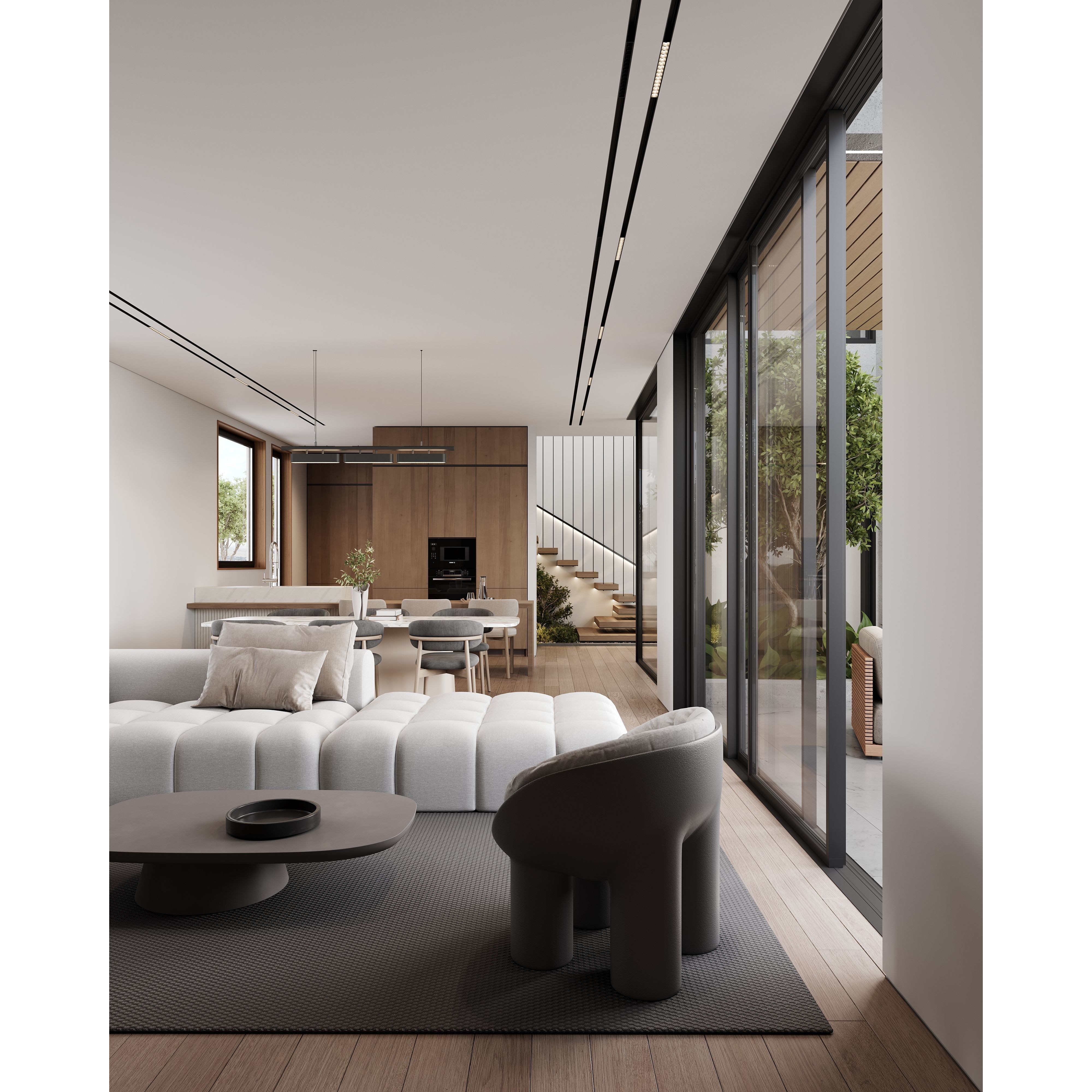 Cozy Space - Interior Living Room-Kitchen-Hallway 3D Model - View 4